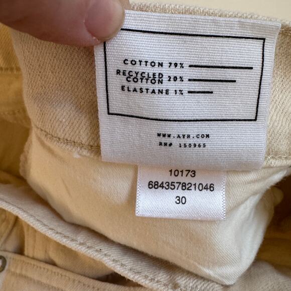 AYR‎ The Secret Sauce Straight Leg Pants Size 30 Cream Jeans Off White Denim EUC - Picture 15 of 16
